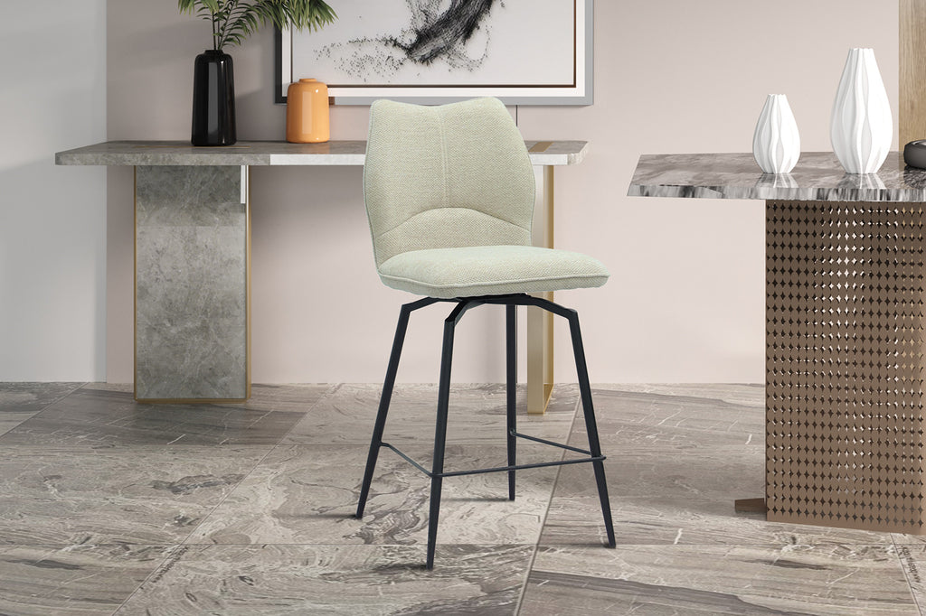 Chaise de comptoir pivotante « Lara » - Tissu écru RS