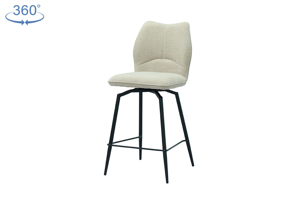 Chaise de comptoir pivotante « Lara » - Tissu écru RS