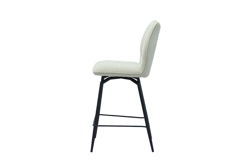 Chaise de comptoir pivotante « Lara » - Tissu écru RS