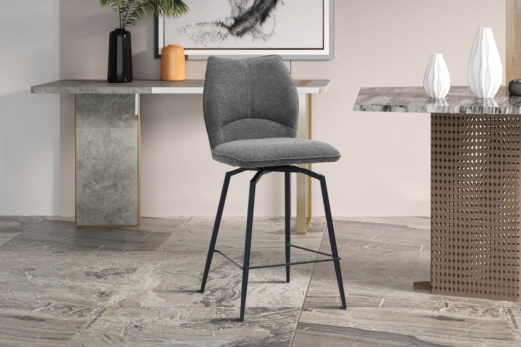 Chaise de comptoir pivotante « Lara » - Tissu gris RS