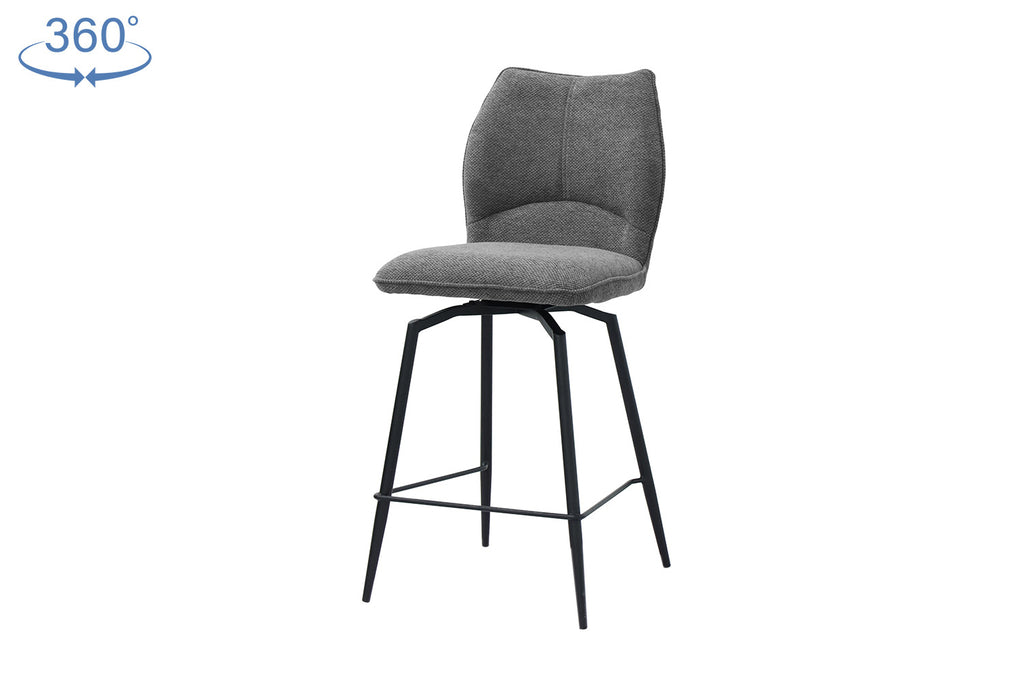 Chaise de comptoir pivotante « Lara » - Tissu gris RS