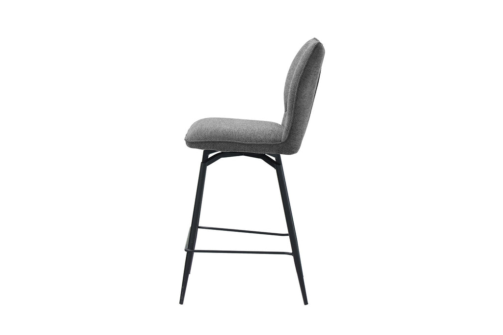 Chaise de comptoir pivotante « Lara » - Tissu gris RS