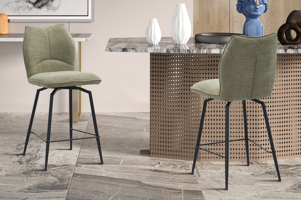 Chaise de comptoir pivotante « Lara » - Tissu Sable RS