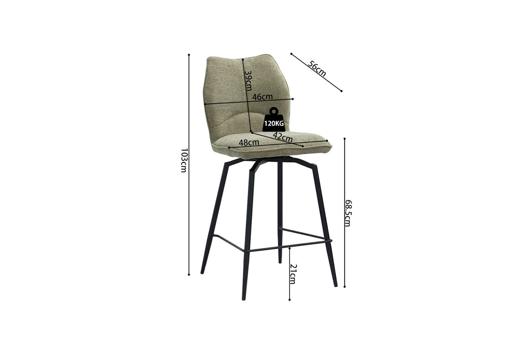 Chaise de comptoir pivotante « Lara » - Tissu Sable RS