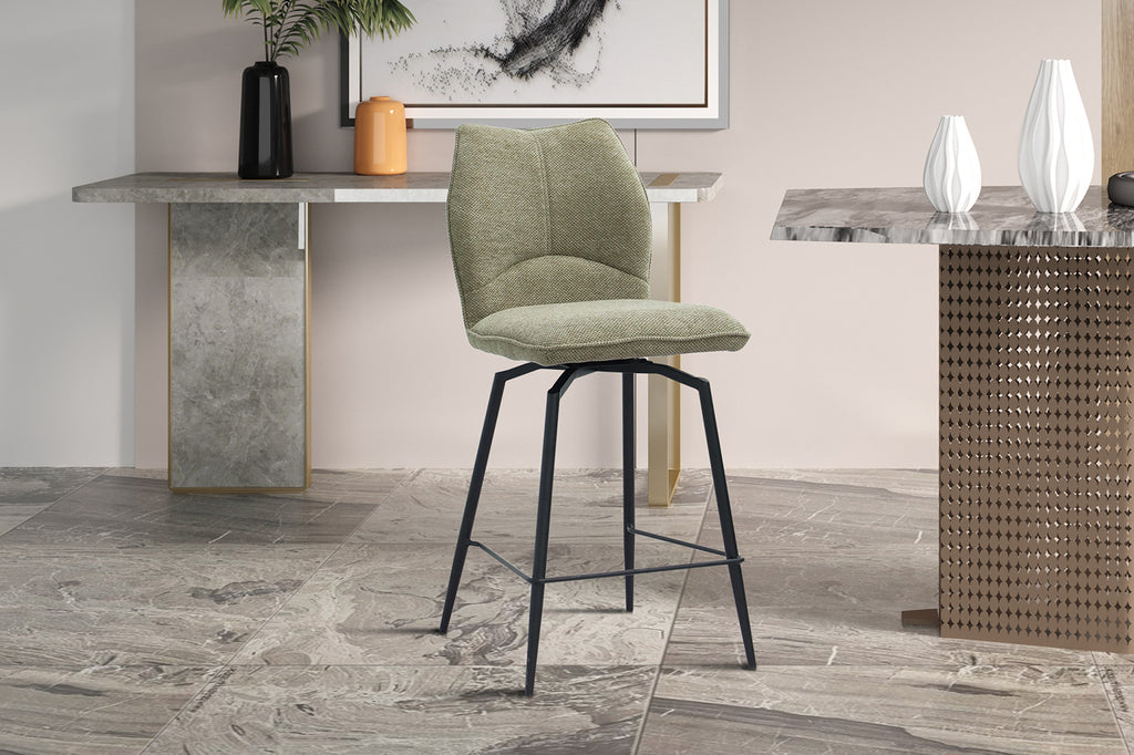 Chaise de comptoir pivotante « Lara » - Tissu Sable RS