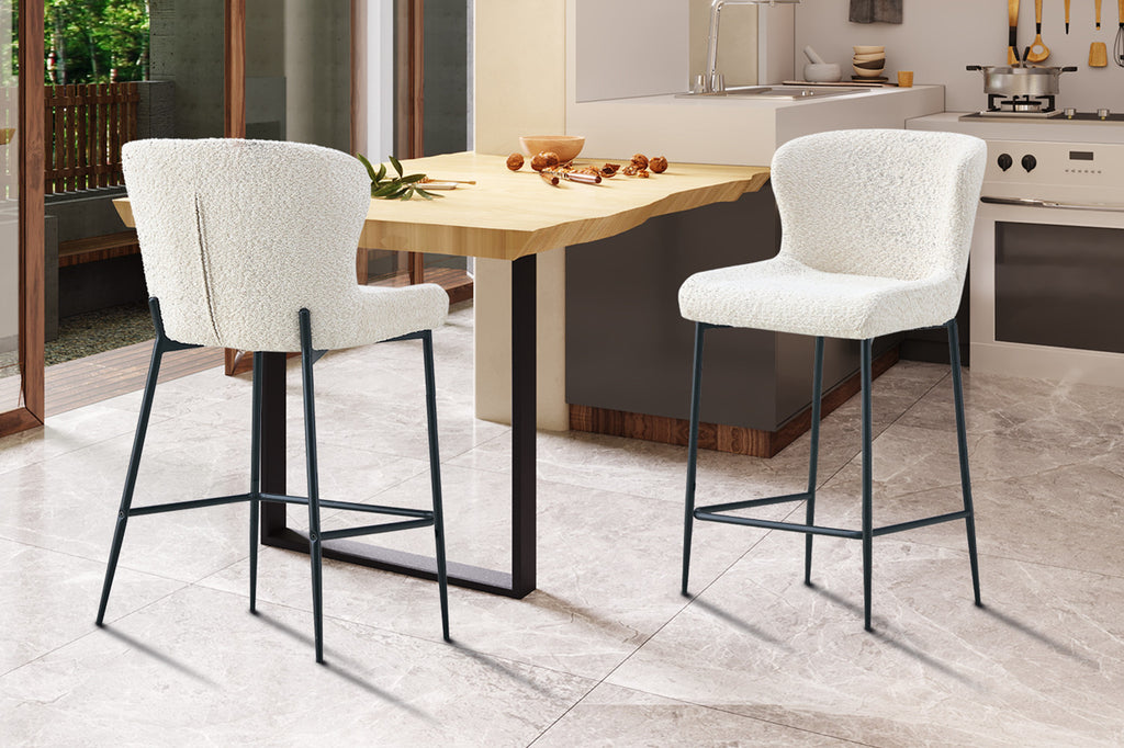 Chaise de comptoir « Lisa » Bouclé Écru RS