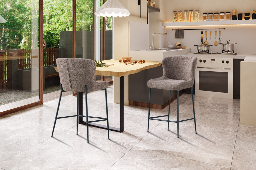 Chaise de comptoir 'Lisa' Bouclé Sable RS