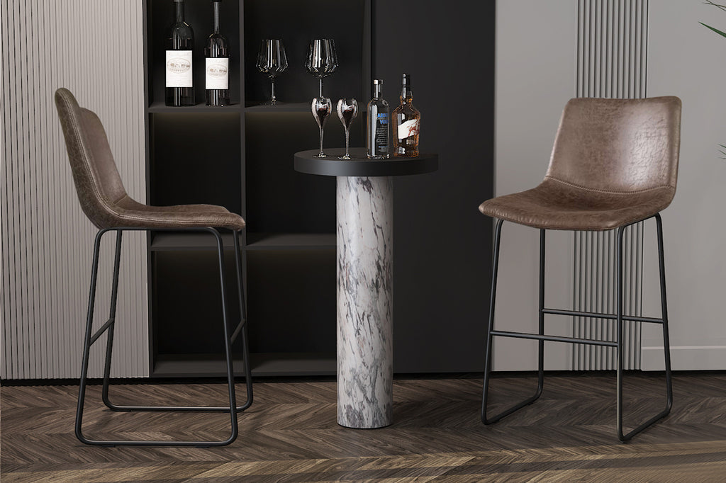 Tabouret de bar « Mancia » en PU marron foncé - RS