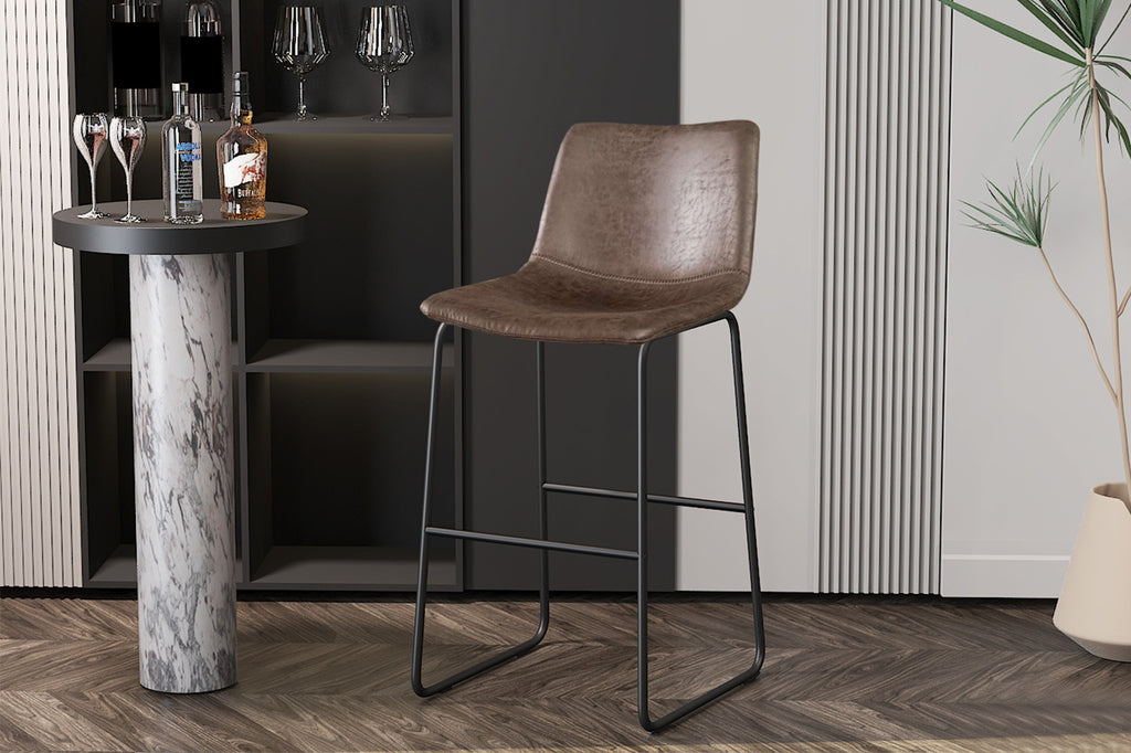Tabouret de bar « Mancia » en PU marron foncé - RS