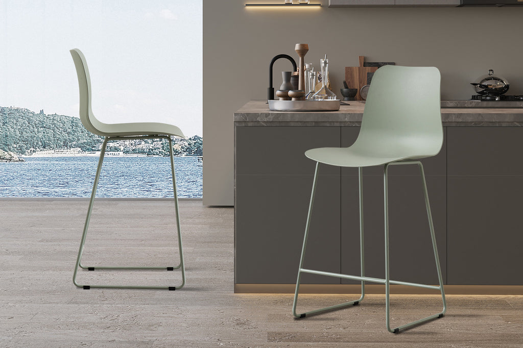 Chaise de comptoir « Marie » PP gris-vert RS