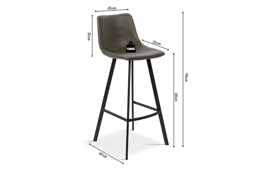 Tabouret de bar « Ozan » PU Gris RS
