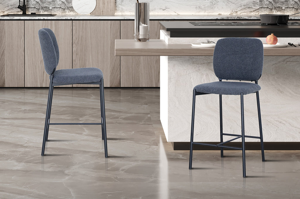 Chaise de comptoir « Sophia » tissu gris foncé RS