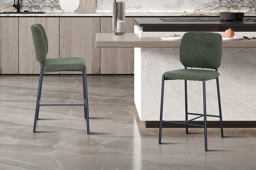 Chaise de comptoir « Sophia » Tissu Vert RS