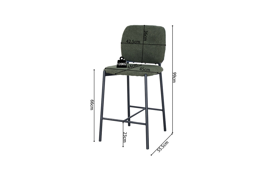 Tabouret de bar « Sophia » Tissu Vert RS