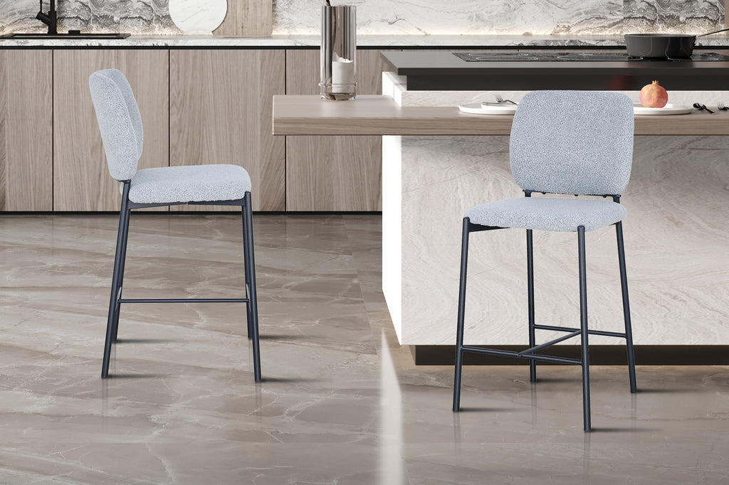 Chaise de comptoir « Sophia » en tissu gris clair RS
