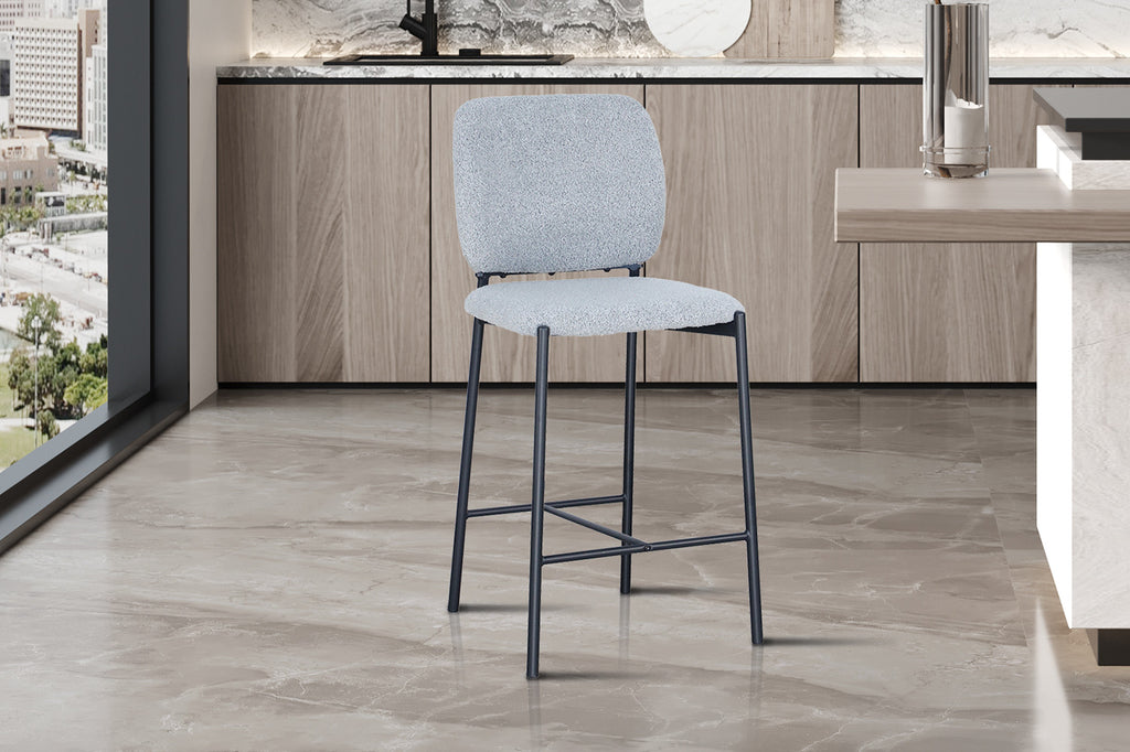 Chaise de comptoir « Sophia » en tissu gris clair RS