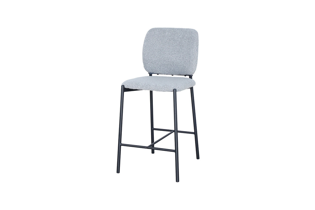 Chaise de comptoir « Sophia » en tissu gris clair RS