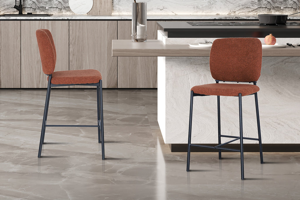Chaise de comptoir « Sophia » Tissu Rouille RS