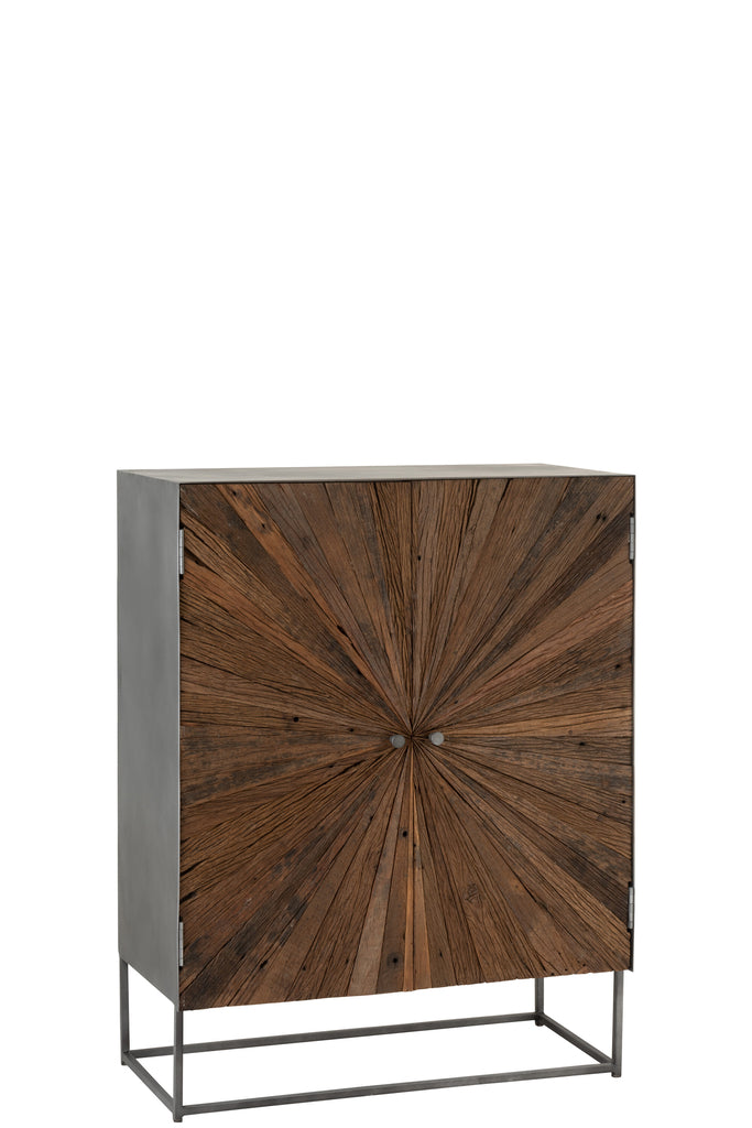 Bergkast Shanil 2 Deuren Hout/IJzer Natuur/Grijs - J-LINE
