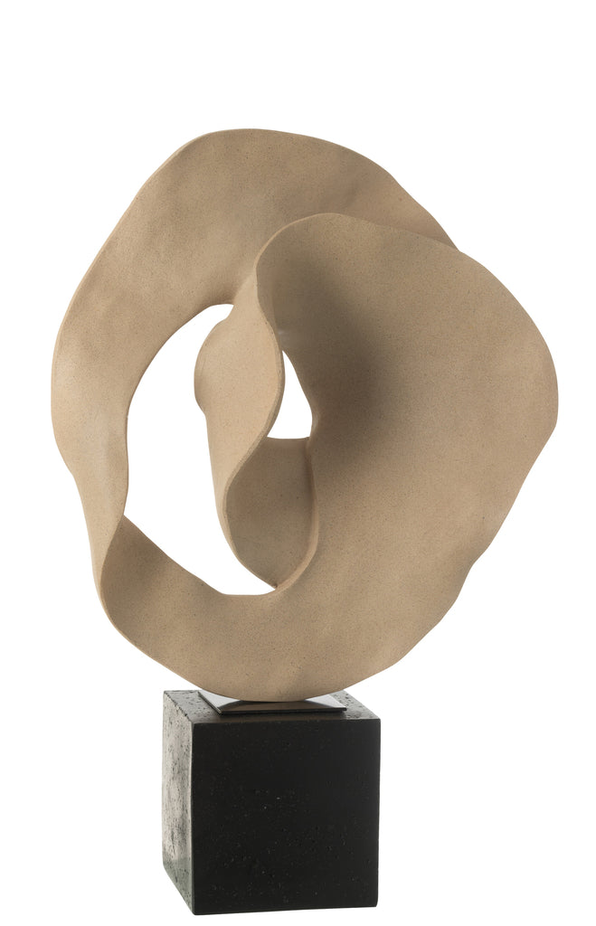 Deco Abstract Op Voet Hars Beige/Zwart - J-LINE