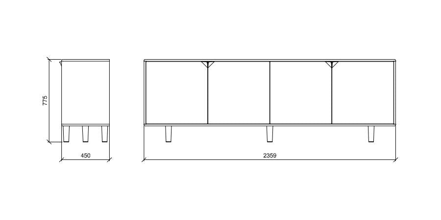 Dressoir Sento 4-deurs eik (4 kleuren) - THS