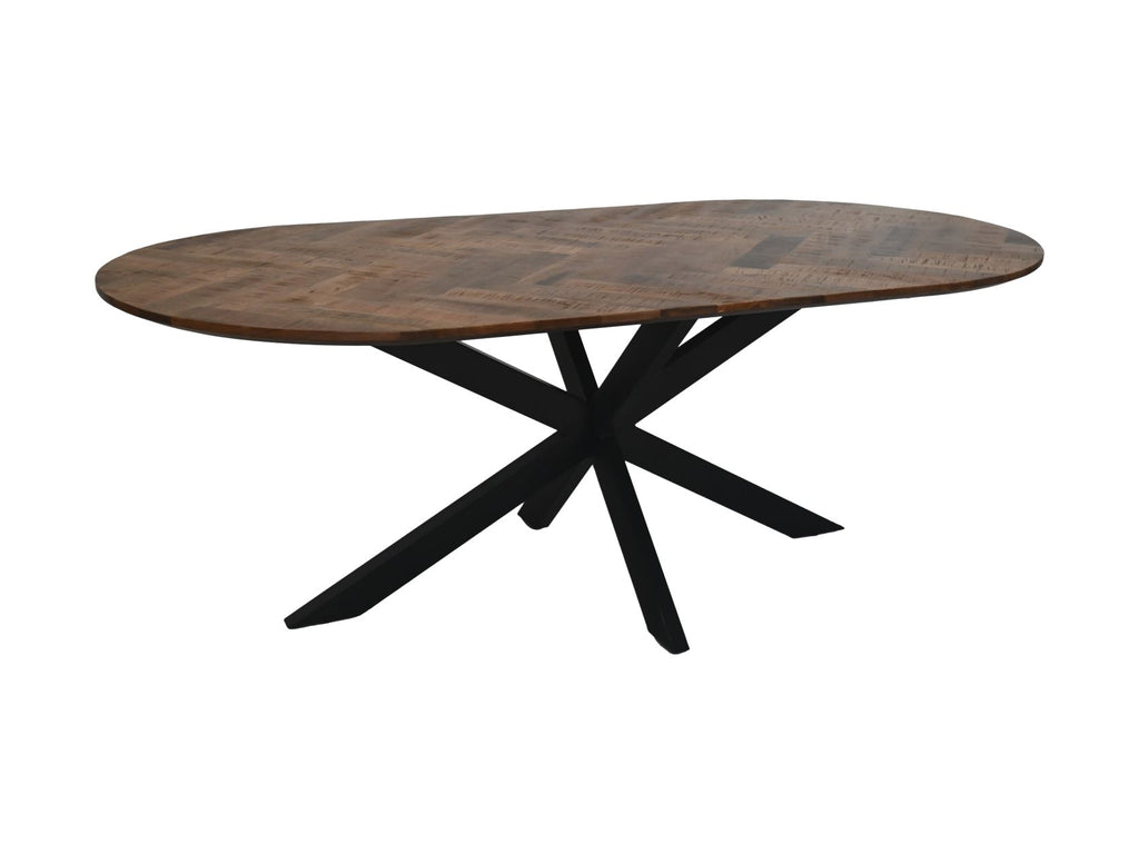 Eettafel Verona ovaal - 220x110x76 - naturel - Mangohout/metaal HSM