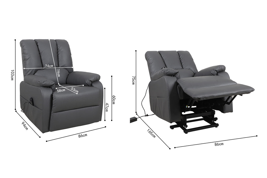 Relaxfauteuil met lift 'Osaka' PU Grijs RS