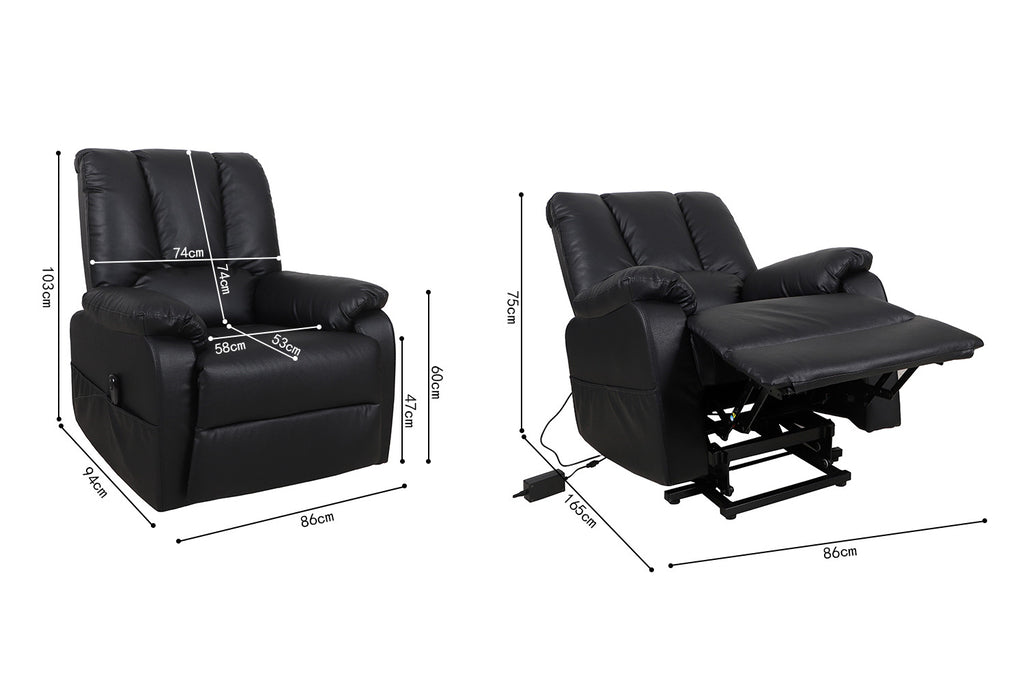 Relaxfauteuil met lift 'Osaka' PU Zwart RS
