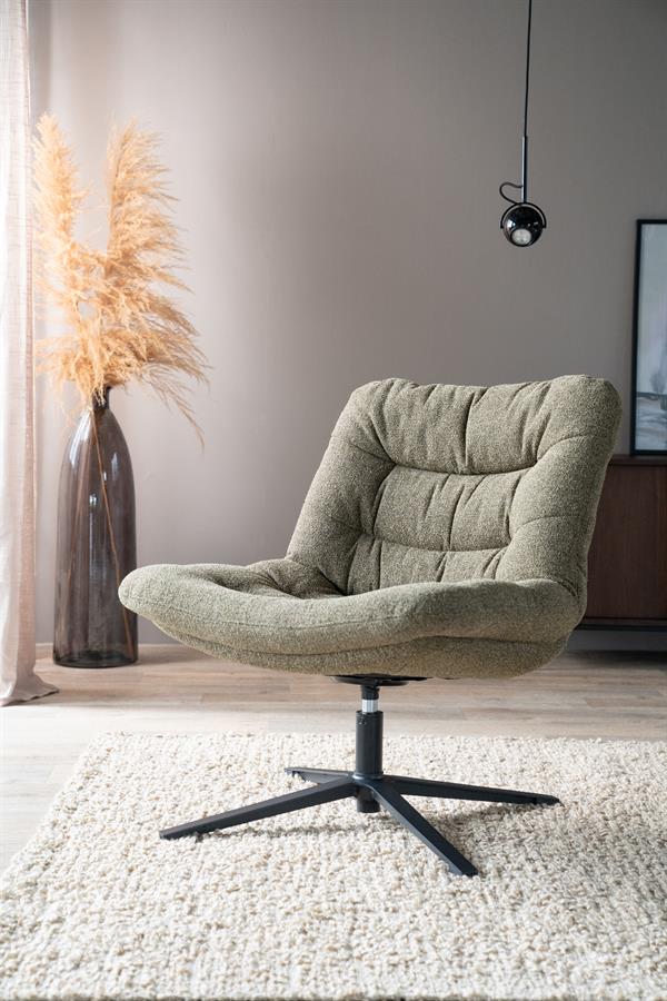 Fauteuil Danica EL roterend - polyester: antraciet, mosgroen, beige of grijs - ELEO