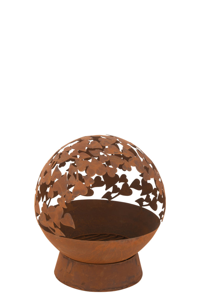 Brasero rond en forme de cœur en fer rouille - J-LINE
