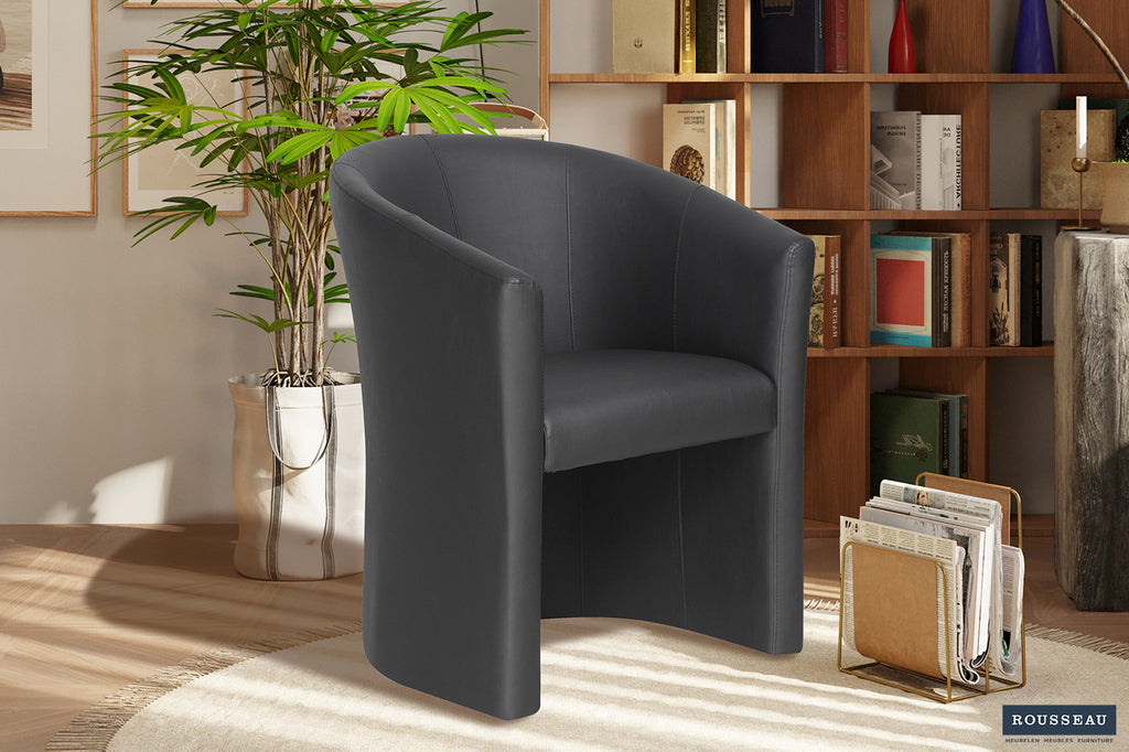 Petit fauteuil coque « Charlie » PU Noir RS