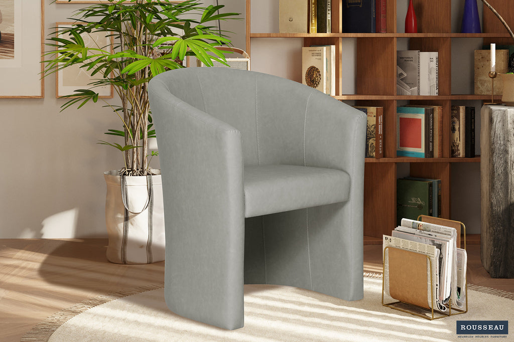 Petit fauteuil « Charlie » coque PU Vintage gris clair - RS