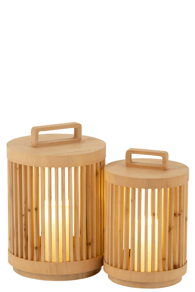 Lamp Cilinder Sparrenhout/Led Natuurlijk L - J-LINE