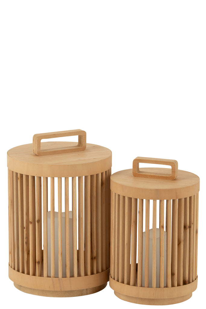 Lamp Cilinder Sparrenhout/Led Natuurlijk L - J-LINE