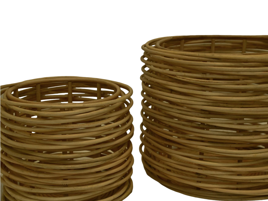 Mandenset van 2 - ø36X30/ ø50x40 - Naturel - Rotan