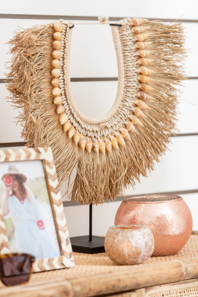 Ketting op standaard Dora schelpen/zeegras beige S - J-LINE