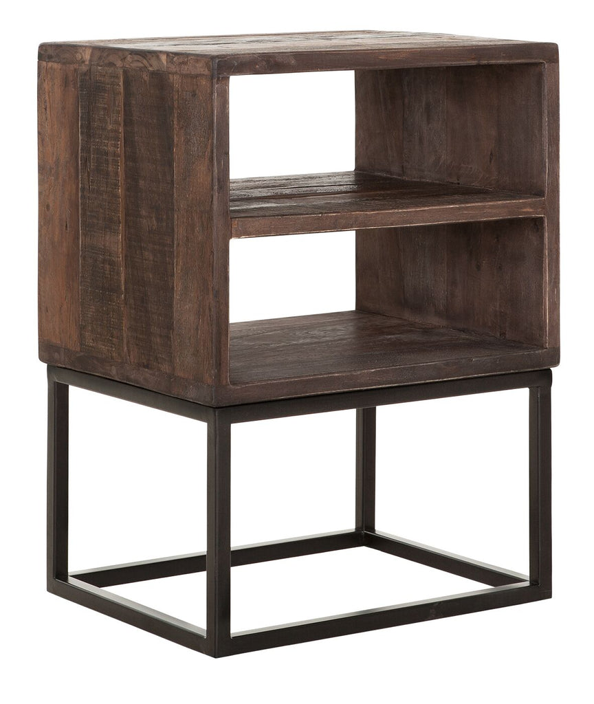 Table de chevet en bois avec 2 compartiments ouverts - DTP