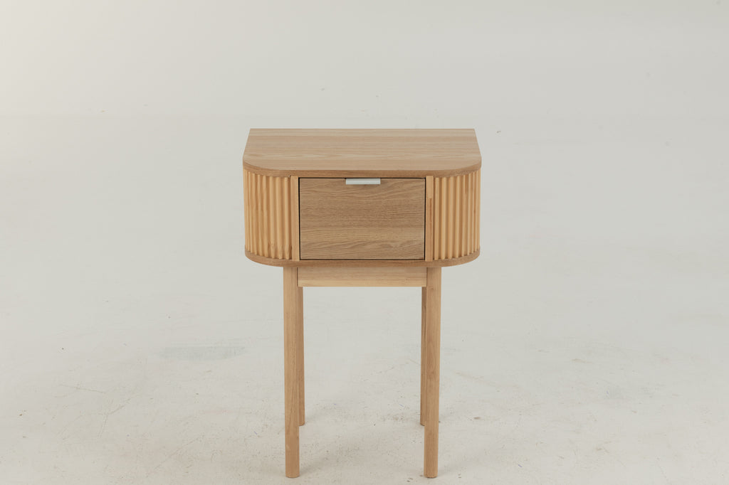 Table de chevet ronde en MDF/pin naturel - J-LINE