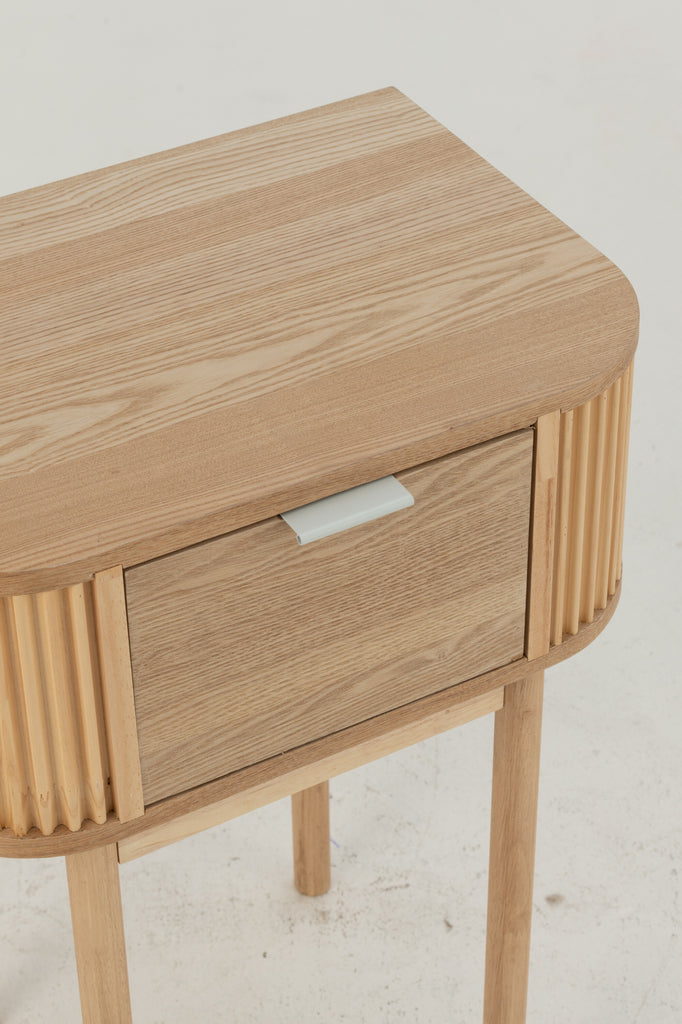 Table de chevet ronde en MDF/pin naturel - J-LINE