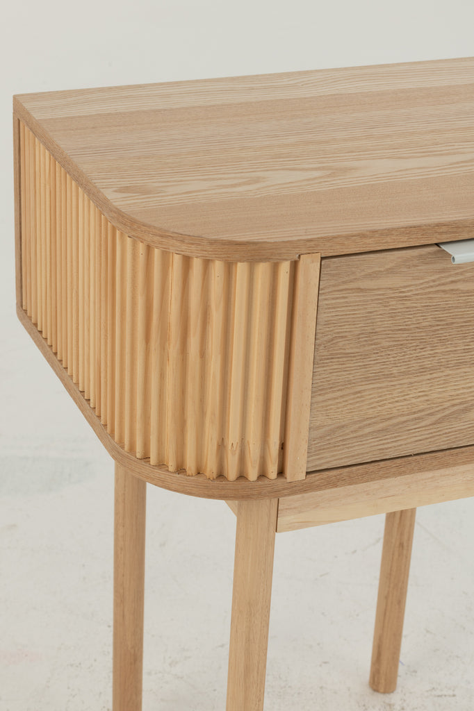 Table de chevet ronde en MDF/pin naturel - J-LINE