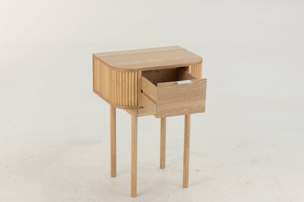 Table de chevet ronde en MDF/pin naturel - J-LINE