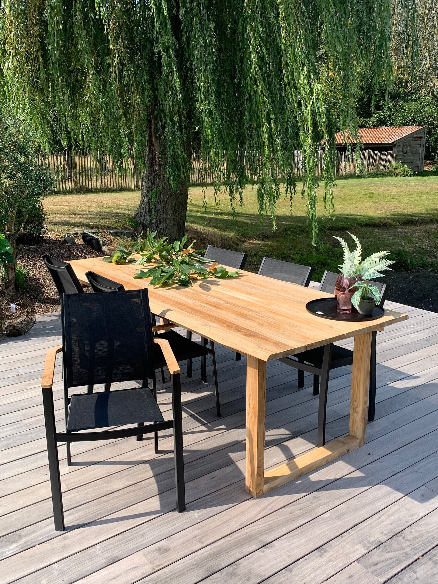 Boomstamtafel op houten onderstel - PROMOTIEPRIJS!
