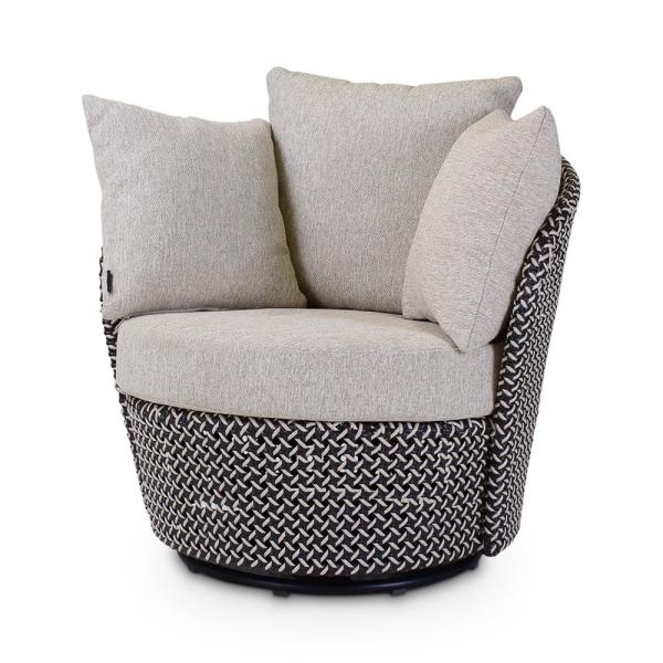 Chaise pivotante d'extérieur Adamo, tissage huître - VDC