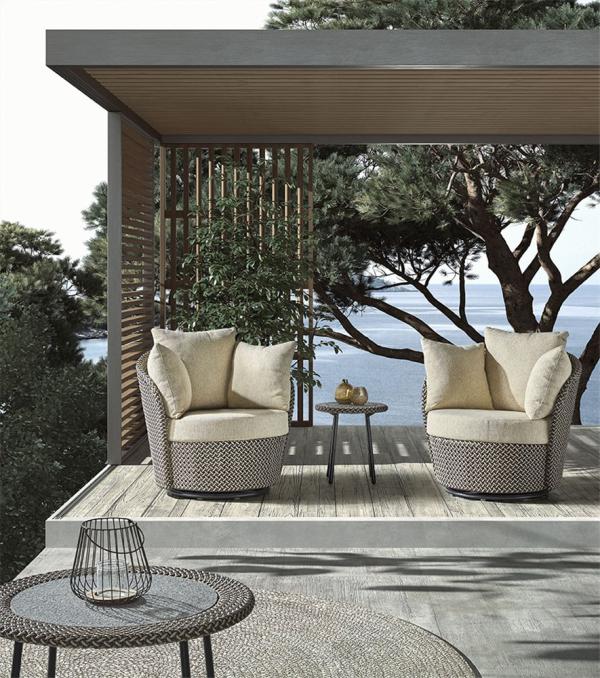 Outdoor draaizetel Adamo, weving oyster - VDC