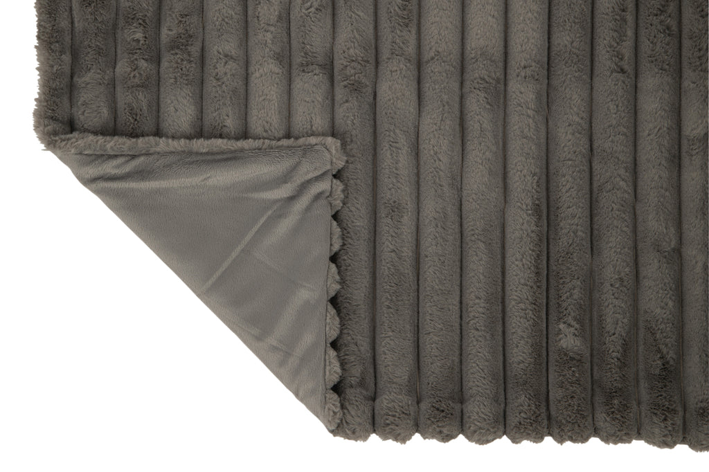 Plaid en velours côtelé polyester gris foncé - J-LINE