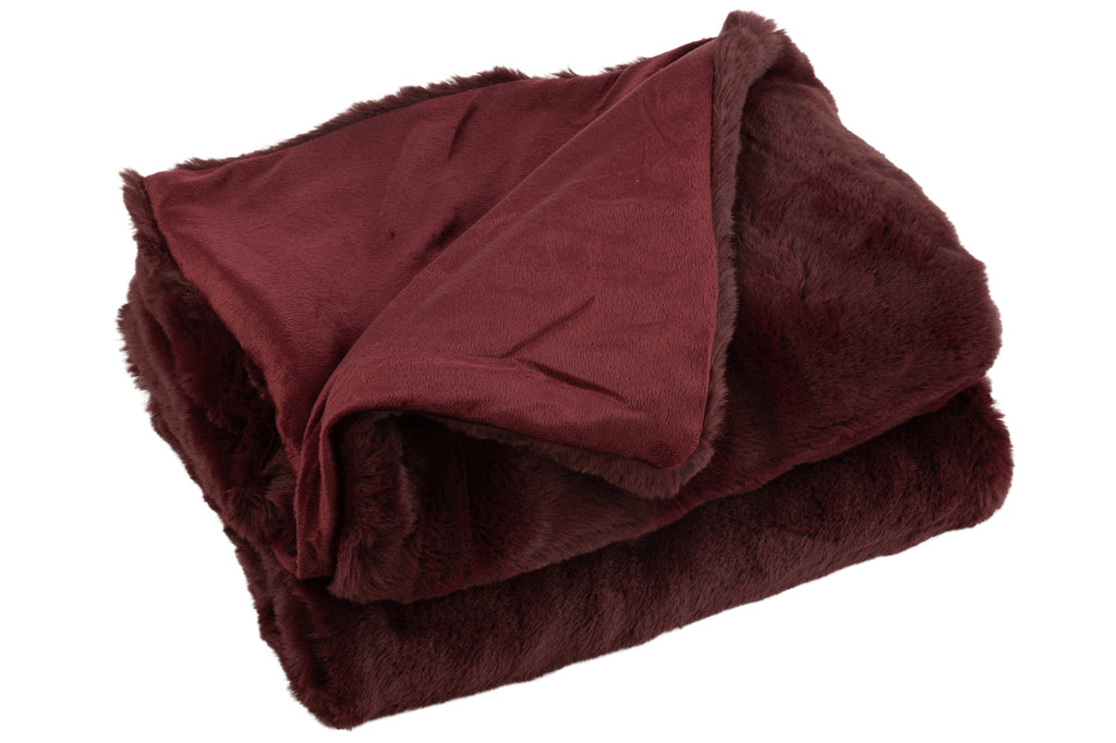 Plaid en polyester rouge foncé - J-LINE