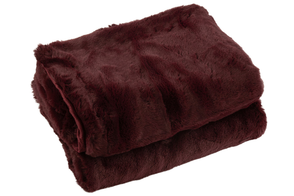 Plaid en polyester rouge foncé - J-LINE
