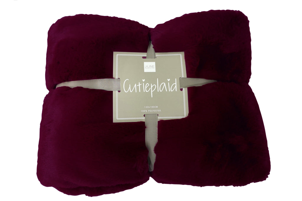Plaid en polyester rouge foncé - J-LINE