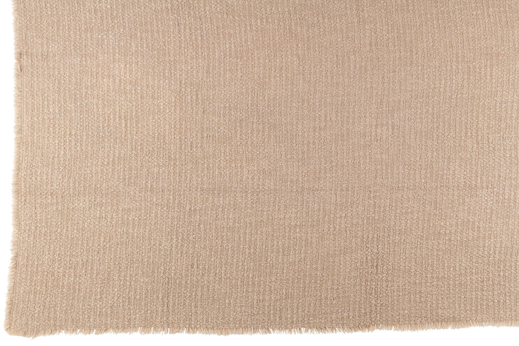 Plaid à bords effilochés, coton/polyester, beige - J-LINE