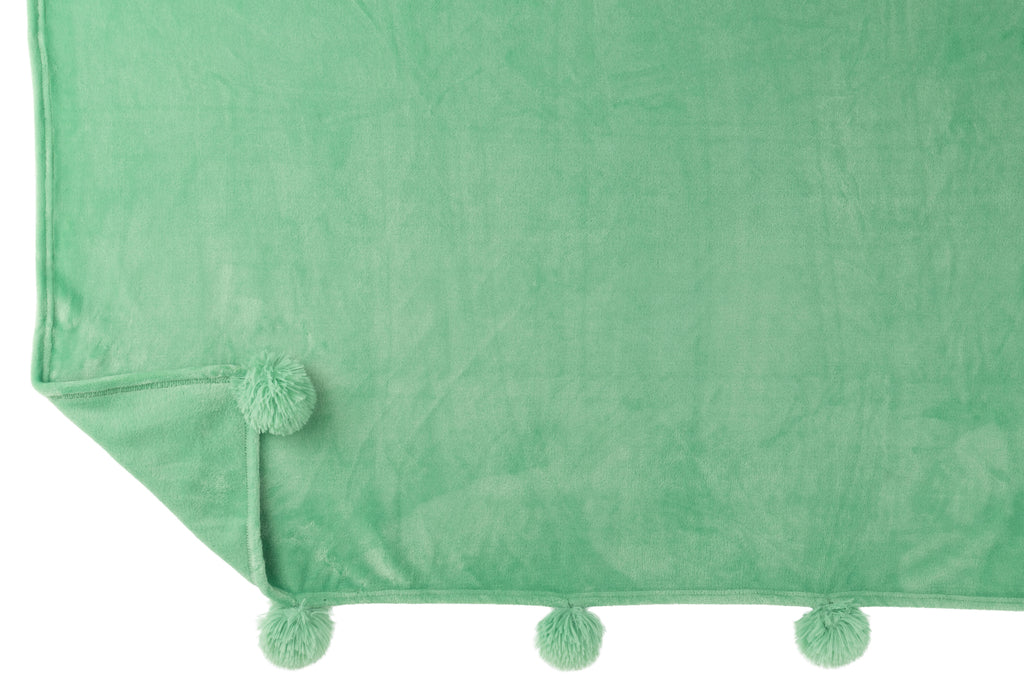 plaid Pompom Polyester Felgroen - J-LINE